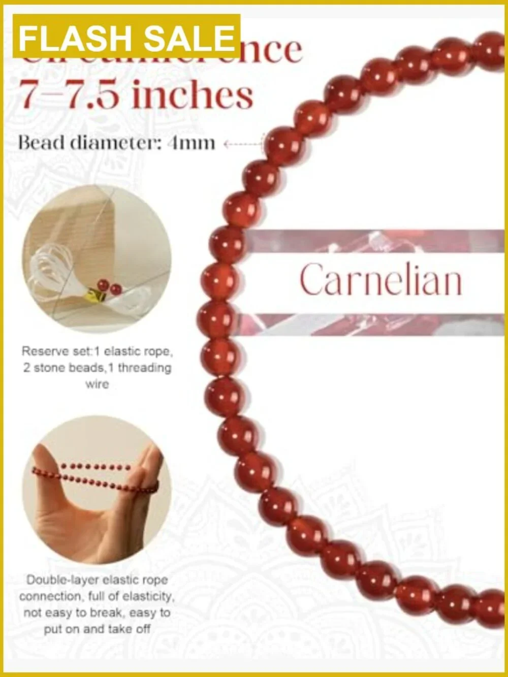 Natural Stone Stretch Bracelet - Healing Crystal Energy Protection